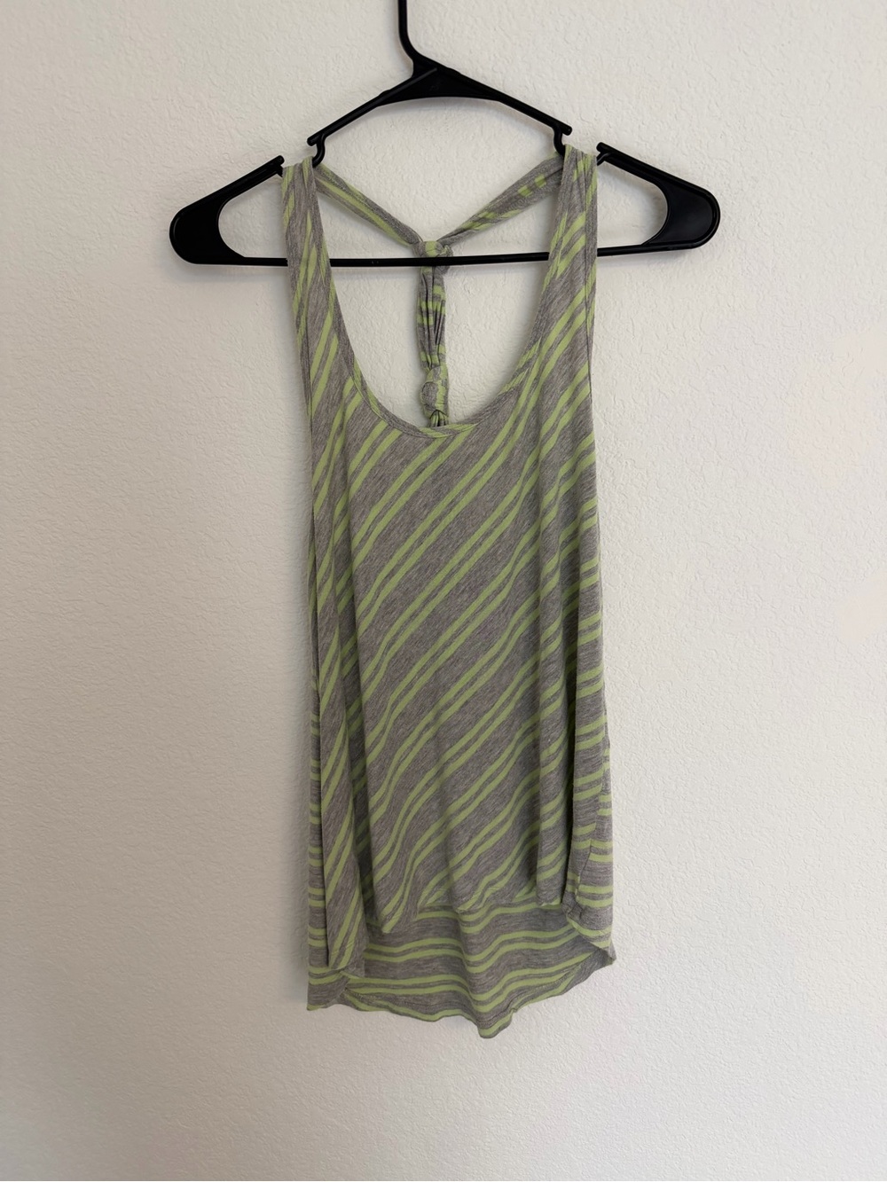 Soybu Gray and Lime Striped Racerback Tank